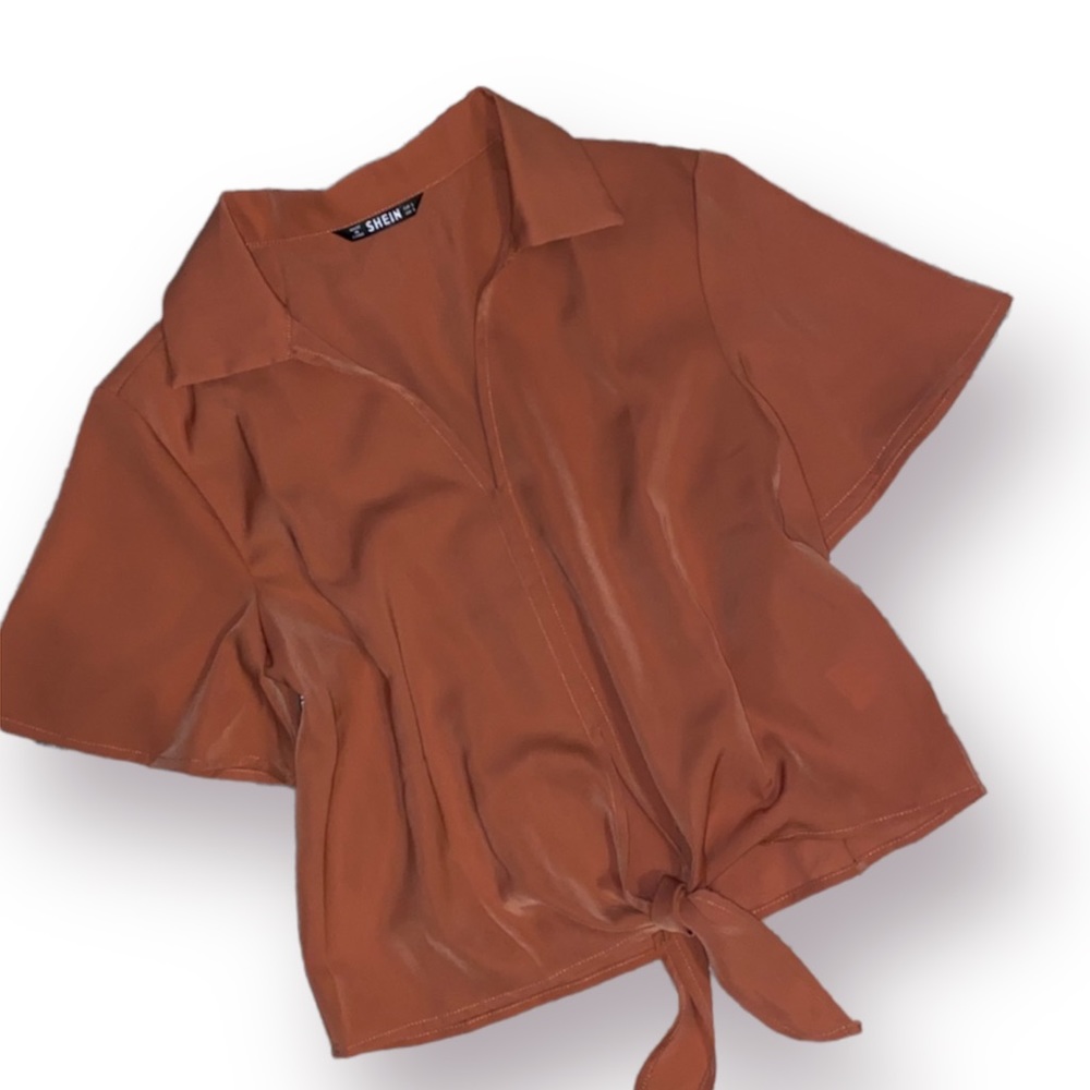 ✨ 4 for $25 ✨ Shein Blush V-Neck Front Tie Blouse